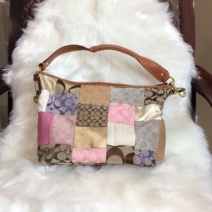 COACH Signature Logo Patchwork Hobo Style Purse